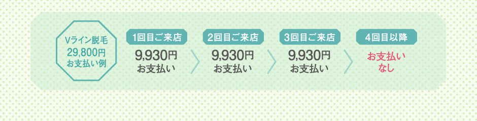 Vライン脱毛29,800円お支払い例